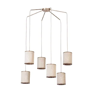 Lustre Madelustre Apollo Nature Ø80cm Tela Sintética 6xE27 Castanho Dourado 3333