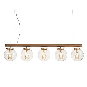 Lustre Pendente Trilho Madelustre Esphera Vintage 5 Esferas Cristal Ø20cm E27 C3254-