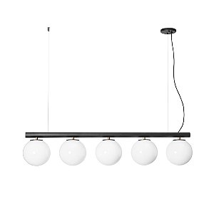 Lustre Pendente Trilho Madelustre Milky 5 Esferas Ø20cm Madeira Castanho ou Preto E27 3173