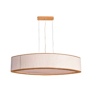Pendente Curitiba Madelustre 120cm LED Linho Robust ou Square Madeira Natural 3000K 3418NA
