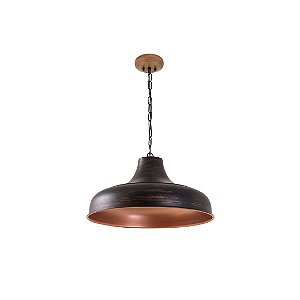 Pendente Madelustre Brooklyn 56cm Preto e Dourado Madeira Castanho 2874PC