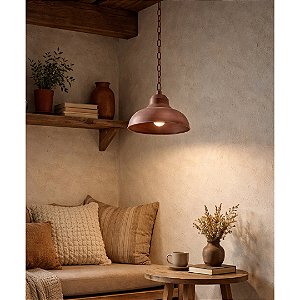 Pendente Madelustre Estancia Ø21cm Madeira Castanho Envelhecido Aço Corten 440