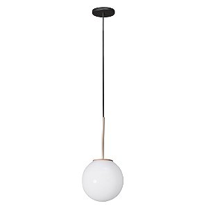 Pendente Madelustre Milky Esfera Leitosa Ø20cm Madeira Castanho ou Preto E27 3134