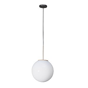 Pendente Madelustre Milky Esfera Leitosa Ø30cm Madeira Castanho ou Preto E27 3136