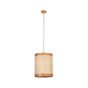 Pendente Madelustre Nuts 32cm Palha Sintética Madeira Castanho ou Imbuia E27 2937