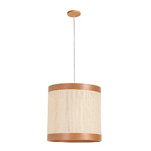 Pendente Madelustre Nuts 42cm Palha Sintética Madeira Castanho ou Imbuia E27 2938