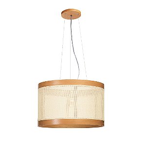 Pendente Madelustre Nuts 65cm Palha Sintética Madeira Castanho ou Imbuia E27 3130