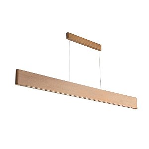 Pendente Madelustre Rettangolare LED Integrado 170cm Madeira Castanho Imbuia ou Preto 34W 3000K