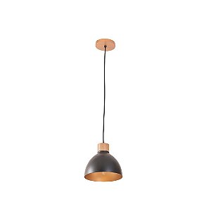 Pendente Madelustre Viena Ø20x130cm Madeira Castanho Preto e Dourado 3090