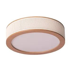 Plafon Madelustre Apollo Nature Ø53x10cm Tela Sintética LED 3000K Castanho 3326