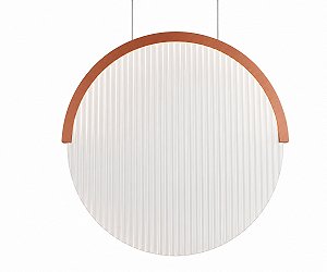 Pendente Metal Domado 6685 Jônica P Fita LED 8,4W 3000K 40x40x150cm Alumínio e Acrílico Canelado Bivolt