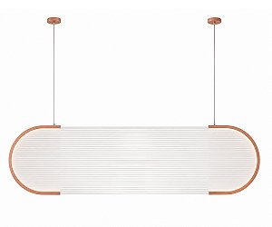 Pendente Metal Domado 6696 Jônica Front Fita LED 22,4W 3000K 140x40x150cm Alumínio e Acrílico Canelado Bivolt