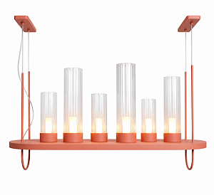 Lustre Metal Domado 6675 Lampe 7xG9 Halopin 100x53x35cm Alumínio Acrílico e Vidro Bivolt