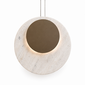 Pendente Metal Domado 6621 Bolle Rock Flux Dupla Fita LED 44,8W 3000K 50x50x6cm Alumínio e Pedra Bivolt