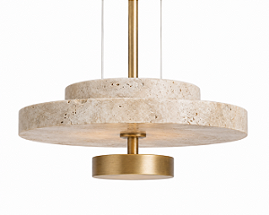Pendente Metal Domado 6624 Bolle Rock Dupla Axs M Fita LED 4,4W 3000K 35x9x35cm Alumínio e Pedra Bivolt