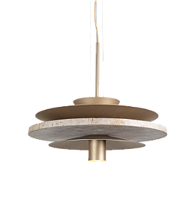 Pendente Metal Domado 6629 Bolle Rock G GU10 Dicroica 60x21x60cm Alumínio e Pedra Bivolt