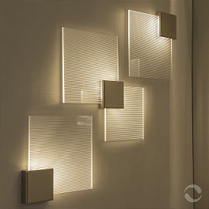 Arandela Metal Domado 6580 Almenara Simples Fita LED 1,8W 3000K 27x27x3,5cm Alumínio e Acrílico Frisado Bivolt