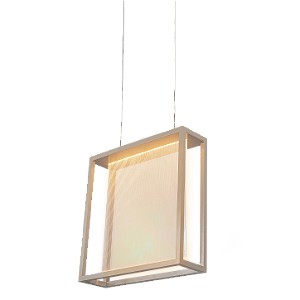 Pendente Metal Domado 6585 Almenara Quadrado Fita LED 5,4W 3000K 35x35x10cm Alumínio e Acrílico Frisado Bivolt