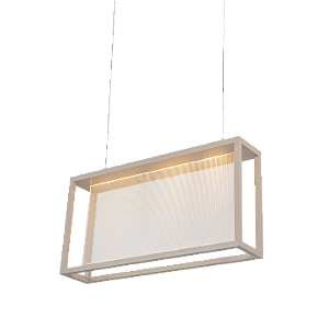 Pendente Metal Domado 6587 Almenara Horizontal Fita LED 8,1W 3000K 50x25x10cm Alumínio e Acrílico Frisado Bivolt