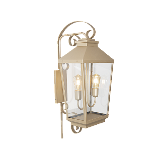 Arandela Metal Domado 6501 Gold G 2xE27 Filamento 35x90x40cm Alumínio e Vidro