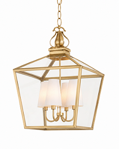 Pendente Metal Domado 6504C Gold P com Cúpula 4xE27 Bolinha 50x73x50cm Alumínio Vidro e Cúpula