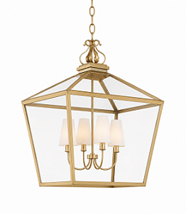 Pendente Metal Domado 6505C Gold G com Cúpula 4xE27 Bolinha 80x120x80cm Alumínio Vidro e Cúpula