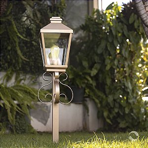 Poste Metal Domado 6509 Gold P E27 Filamento 23x88x18cm Alumínio e Vidro