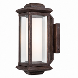 Arandela Metal Domado 6197 Toscana Trap Out Poli P E27 Bulbo 14x40x21cm Alumínio e Vidro