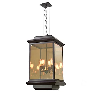 Pendente Metal Domado 6226 Toscana Trap G 4xE27 Filamento 49x86x49cm Alumínio e Vidro