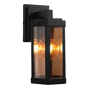 Arandela Metal Domado Retrô Sextavada Pequena 5522P 30cm Alumínio e Vidro E27
