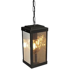 Pendente Metal Domado Retrô Quadrado Mini 5521PP 24cm Alumínio e Vidro E27