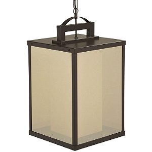 Pendente Metal Domado Retrô Quadrado Grande 5521G 50cm Alumínio e Vidro E27