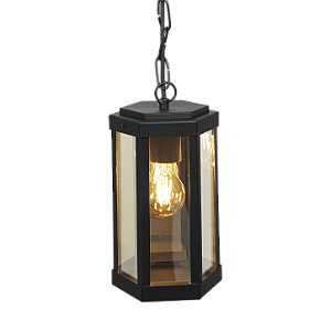 Pendente Metal Domado Retrô Sextavado Mini 5523PP 24cm Alumínio e Vidro E27