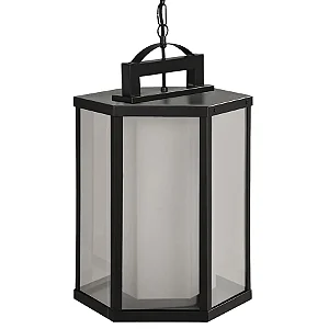Pendente Metal Domado Retrô Sextavado Grande 5523G 50cm Alumínio e Vidro E27