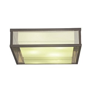 Plafon Metal Domado Retrô Quadrado 5621 50cm Alumínio Acrílico e Vidro E27