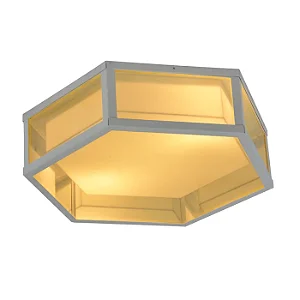 Plafon Metal Domado Retrô Sextavado 5624 50cm Alumínio Acrílico e Vidro E27