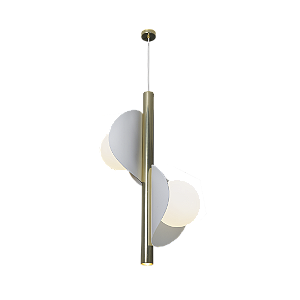 Pendente Metal Domado Perla Haste Vertical 40023 60cm Alumínio Acrílico e Vidro E27 GU10