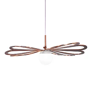 Pendente Metal Domado Fluid Daisy 80cm Ball 6265B Alumínio Acrílico e Vidro E27