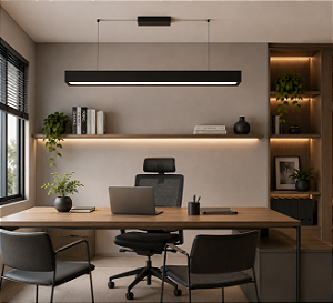 Pendente Tek Nik Retangular AC Metal Domado Código 5783 LED 36W 3000K ou 4000K 1m em Alumínio e Acrílico