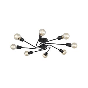 Plafon Thomas Radial com Oito Metal Domado Código 6006 para 8 Lâmpadas Filamento E27 74cm em Alumínio