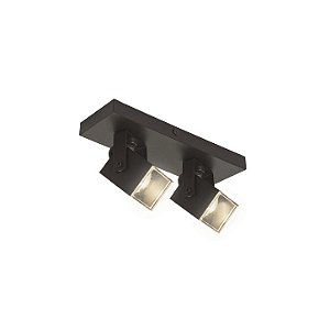 Spot Mini Quadrado Duplo Metal Domado Código 11365 para 2 Lâmpadas Mini Dicróica GU10 LED COB 6W