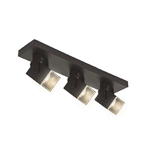 Spot Mini Quadrado Triplo Metal Domado Código 11366 para 3 Lâmpadas Mini Dicróica GU10 LED COB 9W