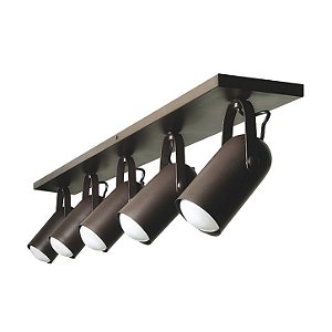 Spot Circular com Cinco Metal Domado Código 11308 90cm para 5 Lâmpadas E27 em Alumínio