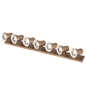 Spot Trapézio P com Sete Metal Domado Código 11319 1,40m para 7 Lâmpadas AR70 GU10 em Alumínio