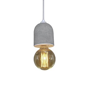 Pendente Stone Cut Metal Domado Código 5600 E27 para 1 Lâmpada Filamento Alumínio e Concreto