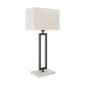 Abajur Foco Metallo Marino Base de Mármore AB-216-BM em Metal 1xE27 para Mesa Lateral, Cabeceira e Escritório