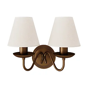 Arandela Foco Metallo Belga Dupla AR-102-2 em Metal 2xE27 para Sala, Hall, Corredor e Quarto