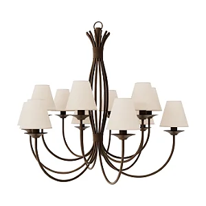 Lustre 12 Puntas LU-400-12 Foco Metallo 12 Lâmpadas E27 | Lustre Decorativo para Pé-Direito Duplo
