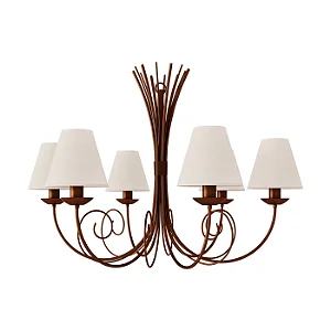 Lustre Neo 6 Braços 6 Lâmpadas E27 para Sala de Jantar, Living e Hall Foco Metallo LU-406-6