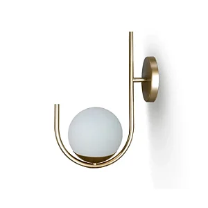 Arandela Itamonte Jota 46cm em Alumínio e Vidro Fosco Branco 1x G9 LED para Sala, Quarto e Corredor